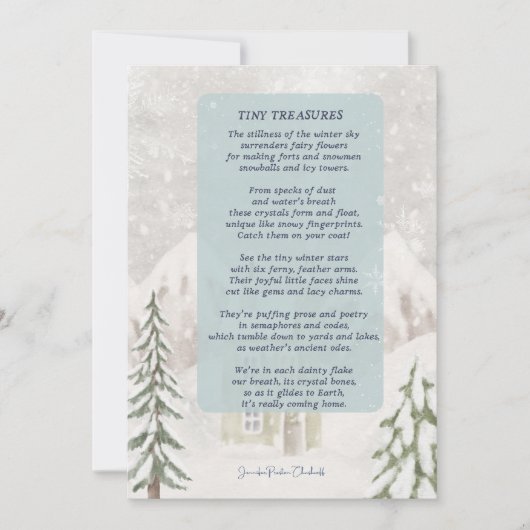Kleine Schätze mit schneebedeckter Winterhütte Dankeskarte (Vorderseite)