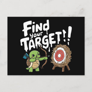 Kleine Schildkröte, die auf einen Pfeil abzielt Postkarte