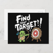 Kleine Schildkröte, die auf einen Pfeil abzielt Postkarte (Vorne/Hinten)