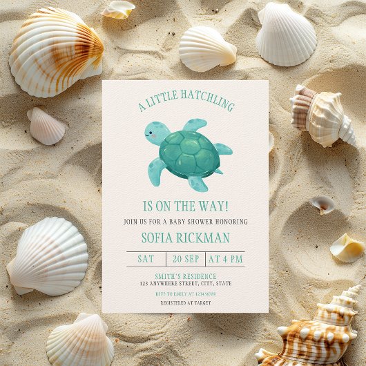 Kleine Schildkröte Tortoise Ocean Babydusche Einladung