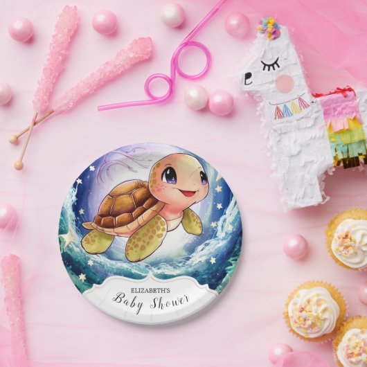 Kleine Schildkrötendusche Pappteller (Party)