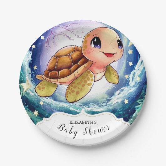 Kleine Schildkrötendusche Pappteller (Vorderseite)