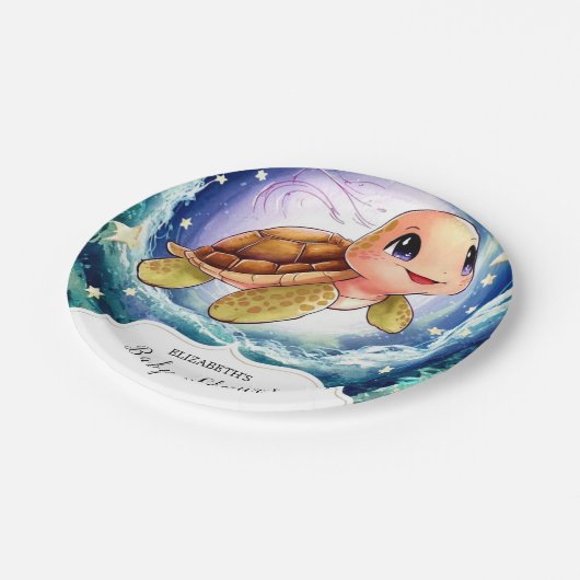 Kleine Schildkrötendusche Pappteller (Schrägansicht)