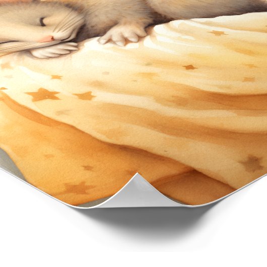 Kleine schlafende Maus auf dem Mond Poster (Ecke)