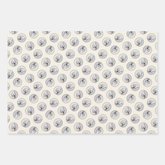 Kleine, schlafende Welpen, originale Hundekunst Geschenkpapier Set (Vorderseite)