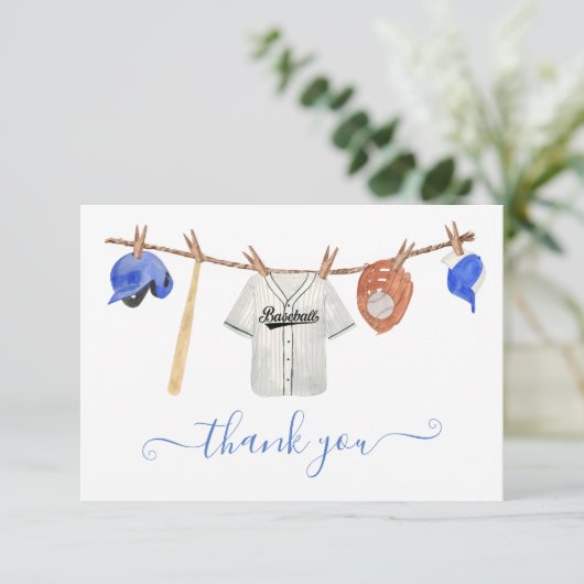Kleine Schlägerbaseball-Wäscheleine Danke Notiz (Stehend Vorderseite)