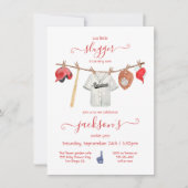 Kleine Schlägerin Baseball Clothesline Geburtstags Einladung (Vorderseite)