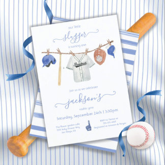 Kleine Schlägerin Baseball Clothesline Geburtstags Einladung