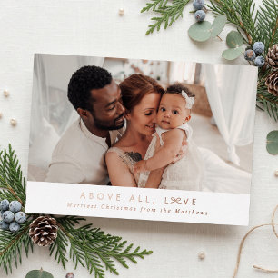 Kleine Schleife über alle Liebe Weihnachtsfoto Folien Feiertagskarte