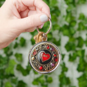 Kleine Schlösser der Liebe: Zirkelknopf Rotes Herz Schlüsselanhänger (Hand)