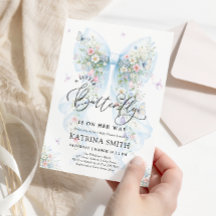 Kleine Schmetterling Blaue Schleife Baby Shower