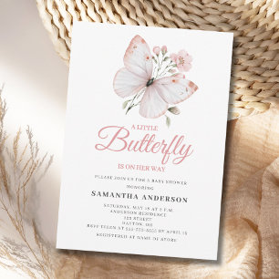 Kleine Schmetterling Rosa Mädchen Baby Shower Einladung