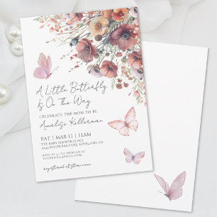 Kleine Schmetterling Wildblume Herbst-Baby-Party Einladung