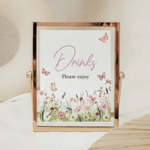Kleine Schmetterling Wildblumen-Baby-Shower-Geträn Poster