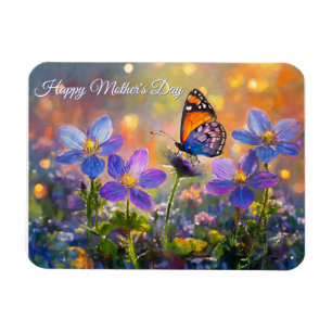 Kleine Schmetterlinge auf Wildblumen Muttertag Magnet