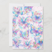 Kleine Schmetterlinge ist unterwegs mit rosa Babyd Einladung (Rückseite)