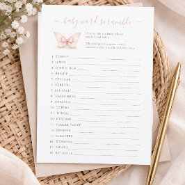 Kleine Schmetterlings-Baby Shower Wortverwirrungsk Einladung