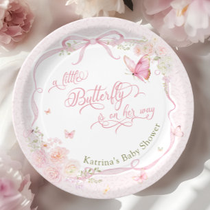 Kleine Schmetterlings-Blüten-Mädchen-Baby-Party Pappteller