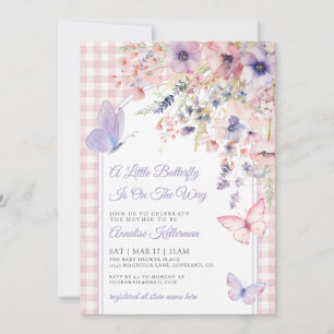 Kleine Schmetterlings-Wildblumen-Baby-Party Einladung