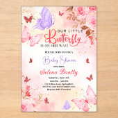 Kleine Schmetterlingsdusche Girl Acryleinladungen (Vorderseite)