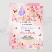 Kleine Schmetterlingsdusche Girl Einladung (Vorne/Hinten)