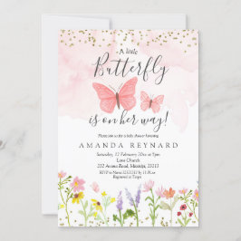 Kleine Schmetterlingsmädagogik mit Baby-Dusche Einladung