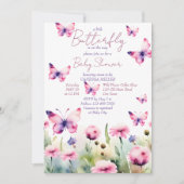 Kleine Schmetterlingspalette Lillac Pink Babydusch Einladung (Vorderseite)