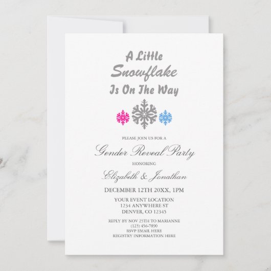 Kleine Schneeflocke auf dem Weg zur Aufdeckung des Einladung (Vorderseite)