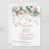 Kleine Schneeflocke, Baby Duschpadel Einladung (Vorderseite)