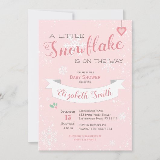 Kleine Schneeflocke Babydusche Einladung (Vorderseite)