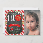 Kleine Schneeflocke drehen 2! 2. Geburtstag Einladung (Vorderseite)