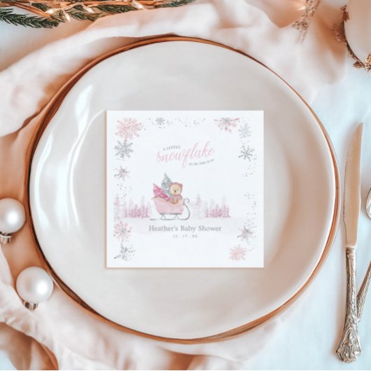 Kleine Schneeflocke ist auf dem Weg zur Winter Bab Serviette