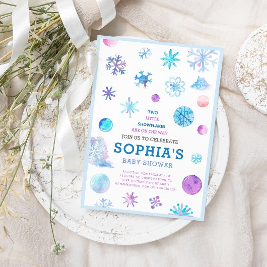 Kleine Schneeflocken Elegant Twins Baby Dusche Einladung