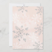 Kleine Schneeflocken silberfarbene Kinderdusche Einladung (Rückseite)