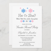 Kleine Schneeflocken-Winter-Geschlechtsoffenbarung Einladung (Vorne/Hinten)