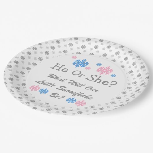 Kleine Schneeflockendarstellung Pappteller (Schrägansicht)