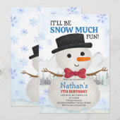 Kleine Schneemann-Geburtstagsfeier Einladung (Vorne/Hinten)