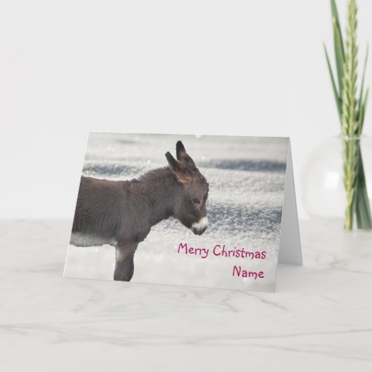Kleine Schokolade Donkey Schneeweihnachtskarte Feiertagskarte (Vorderseite)