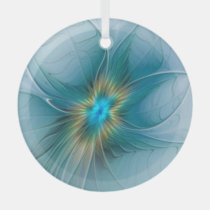 Kleine Schönheit Moderne Blaue Goldene Fraktal-Kun Ornament Aus Glas
