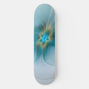 Kleine Schönheit Moderne Blaue Goldene Fraktal-Kun Skateboard