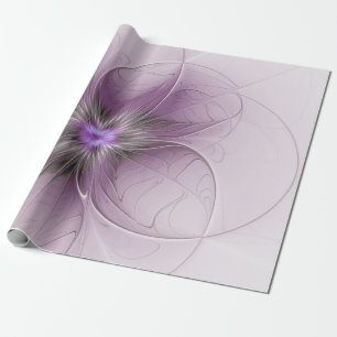 Kleine Schönheit Moderne Mauve Grau Fraktale Kunst Geschenkpapier