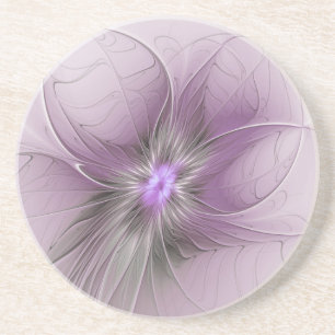 Kleine Schönheit Moderne Mauve Graue Fractal-Blume Getränkeuntersetzer