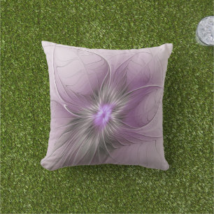 Kleine Schönheit Moderne Mauve Graue Fractal-Kunst Kissen