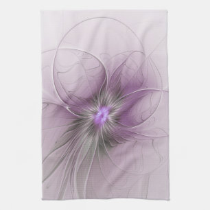 Kleine Schönheit Moderne Mauve Graue Fraktal-Kunst Geschirrtuch