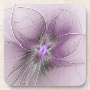 Kleine Schönheit Moderne Mauve Graue Fraktal-Kunst Getränkeuntersetzer