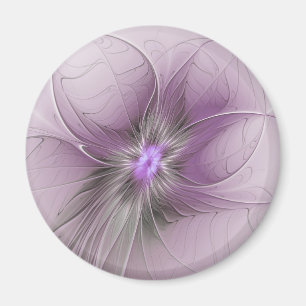 Kleine Schönheit Moderne Mauve Graue Fraktal-Kunst Magnet