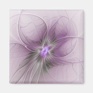 Kleine Schönheit Moderne Mauve Graue Fraktal-Kunst Magnet