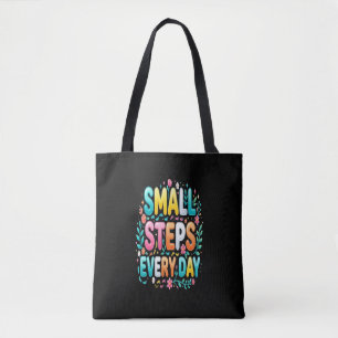 Kleine Schritte jeden Tag Motivierende Typografi Tasche