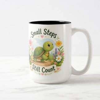 Kleine Schritte zählen Schildkröte PNG - Motiviere Zweifarbige Tasse