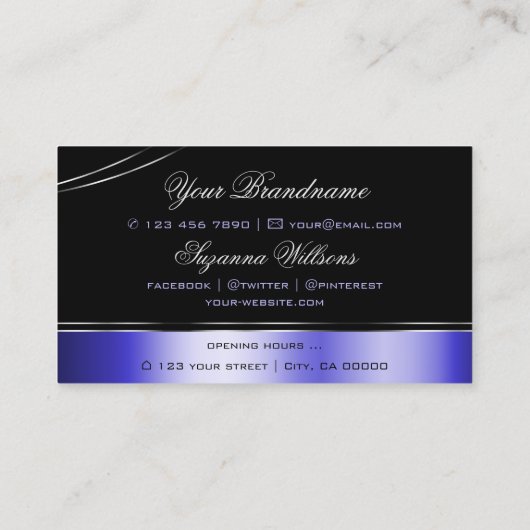 Kleine schwarz-blau geschliffene Dekoration Visitenkarte (Rückseite)